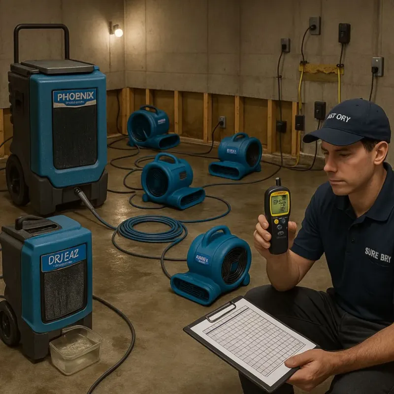 Structural Drying and Dehumidification process in Upland, PA
